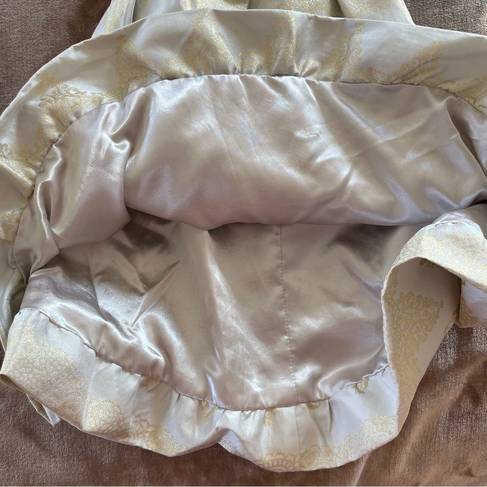 Monsoon Little Girls Damask Occasion Dress Puffy Silver/Gray and Gold Size 7/8 - Picture 8 of 15